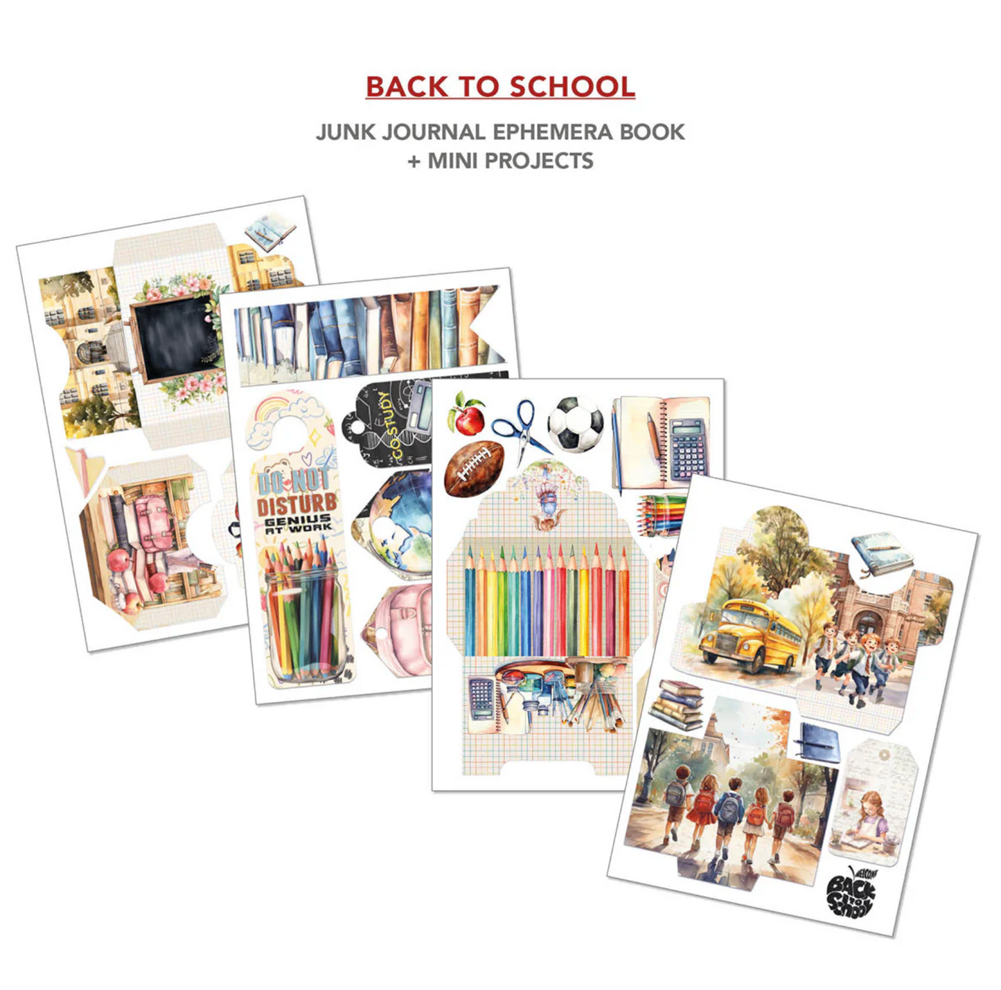 Back To School Junk Journal & Ephemera Book A4 32/Pkg