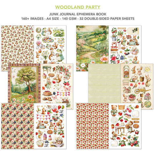 Woodland Party Junk Journal & Ephemera Book A4 32/Pkg