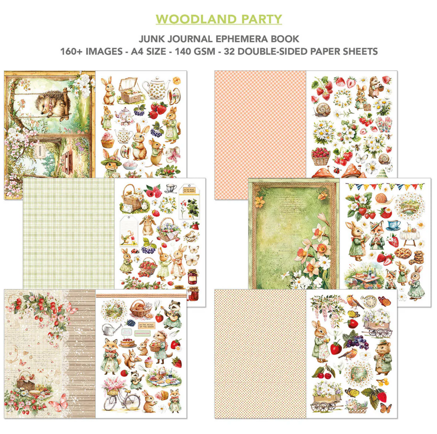 Woodland Party Junk Journal & Ephemera Book A4 32/Pkg