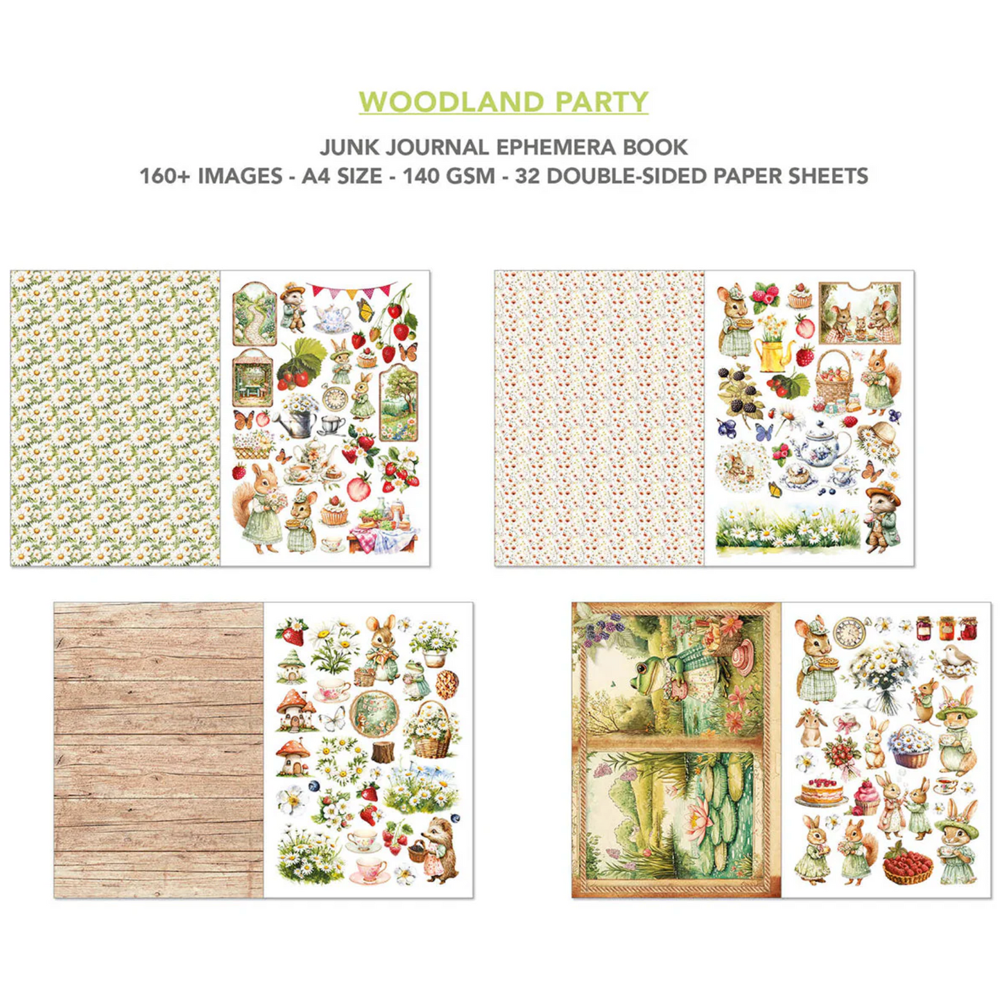 Woodland Party Junk Journal & Ephemera Book A4 32/Pkg