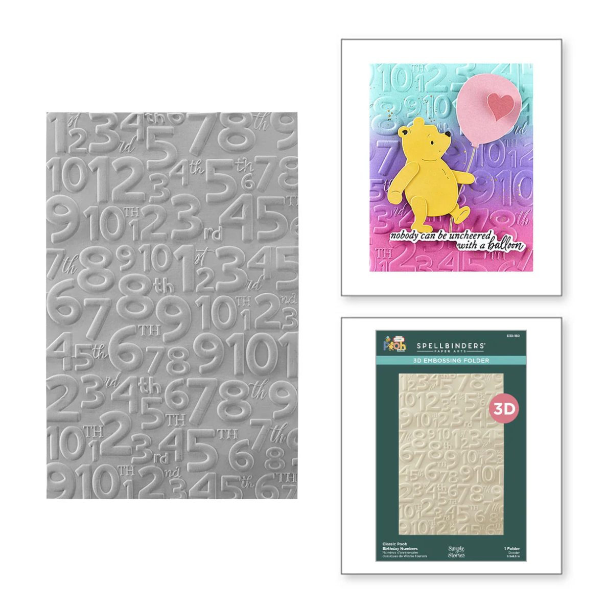 Spellbinders Classic Pooh Birthday Numbers 3D Embossing Folder