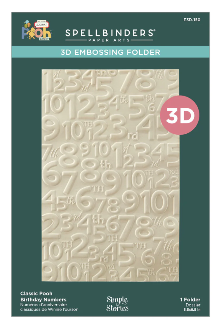 Spellbinders Classic Pooh Birthday Numbers 3D Embossing Folder
