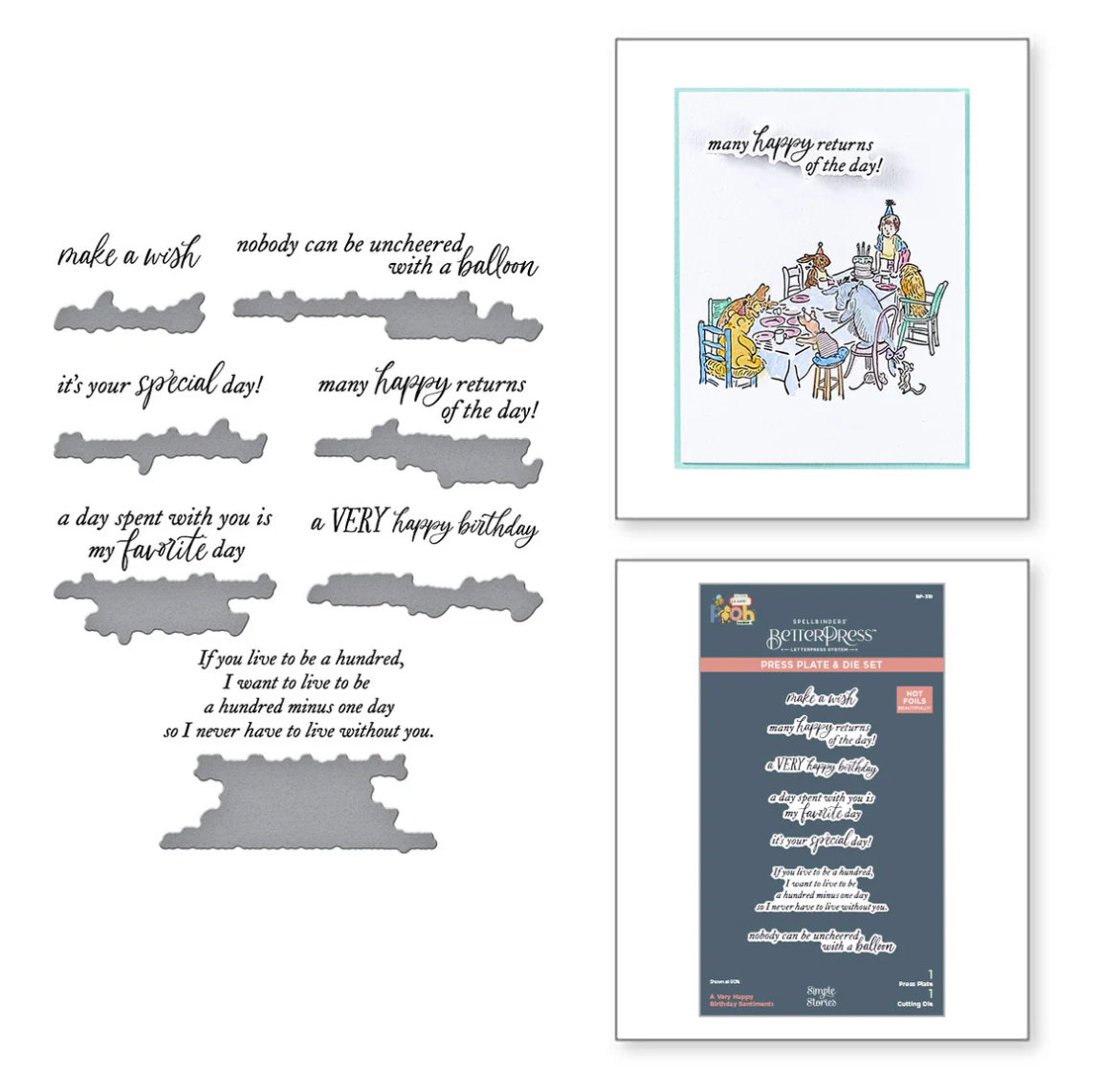 Spellbinders A Very Happy Birthday Sentiments Press Plate & Die Set