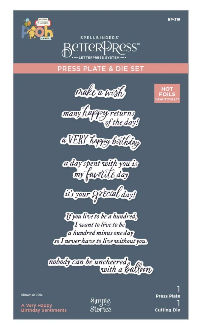 Spellbinders A Very Happy Birthday Sentiments Press Plate & Die Set