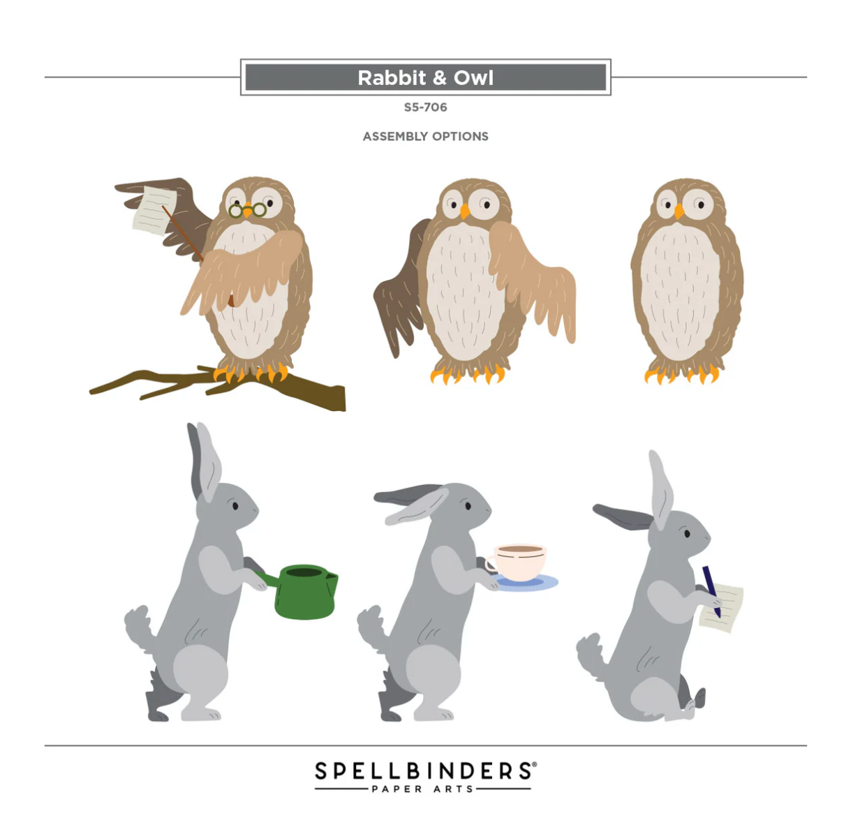 Spellbinders Rabbit & Owl Etched Dies