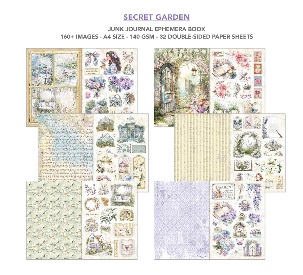 Secret Garden Junk Journal & Ephemera Book A4 32/Pkg
