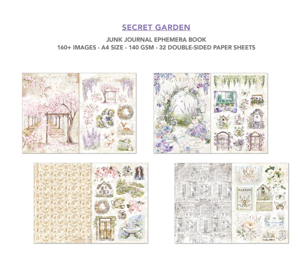 Secret Garden Junk Journal & Ephemera Book A4 32/Pkg