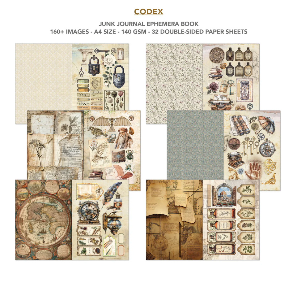 Codex Junk Journal & Ephemera Book A4 32/Pkg