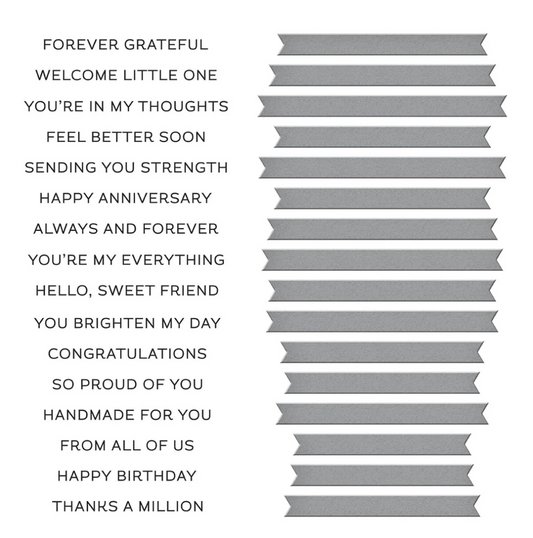 Spellbinders Always and Forever Sentiment Strips Press Plate & Die Set