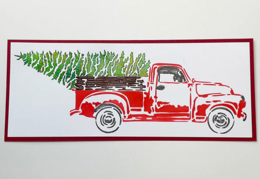 The Crafters Workshop Christmas Truck Layered Slimline Stencil