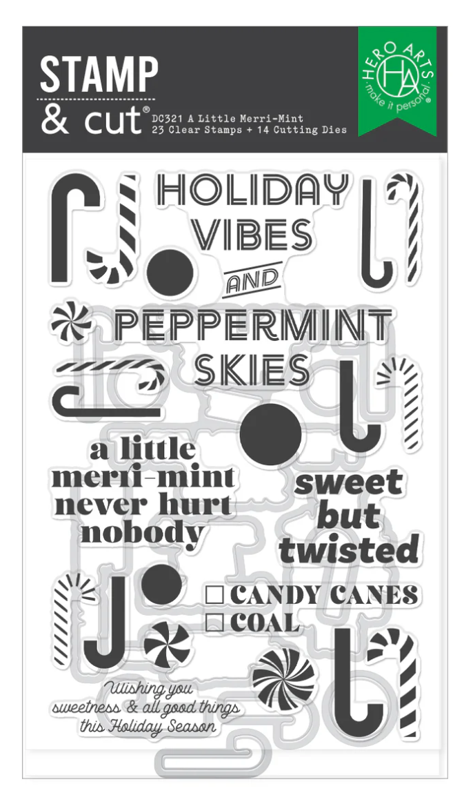 Hero Arts A Little Merri-Mint Stamp & Cut Set