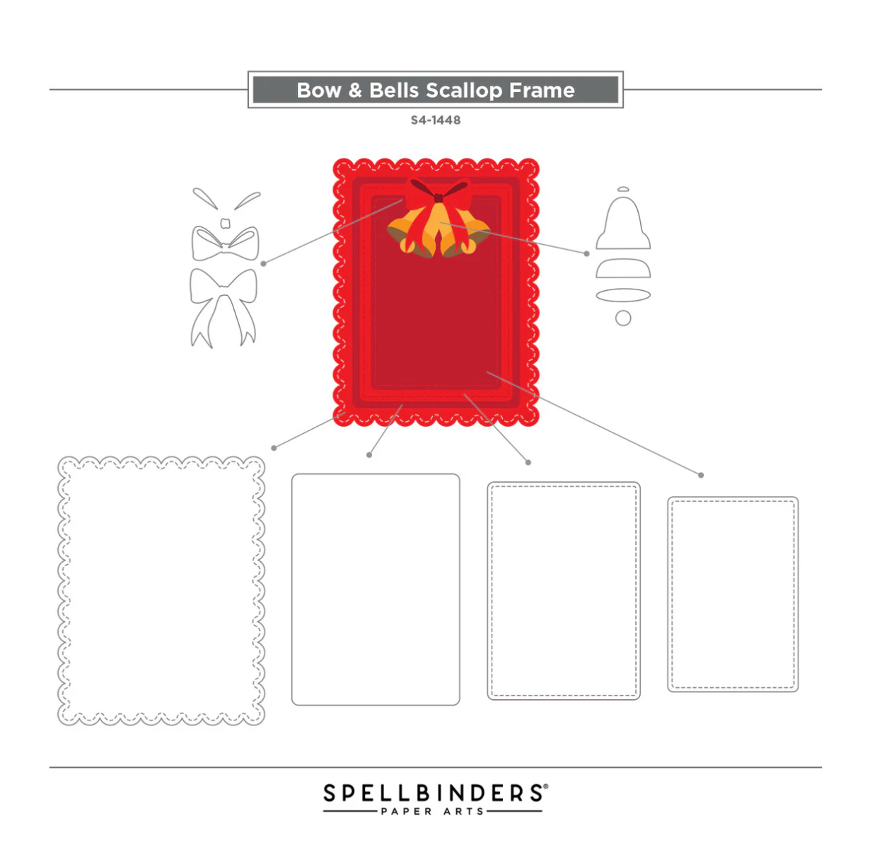 Spellbinders Bow & Bell Scallop Frame Etched Dies