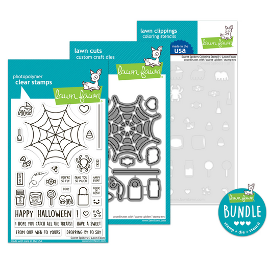Lawn Fawn Sweet Spiders Stamp, Die, and Stencil Bundle