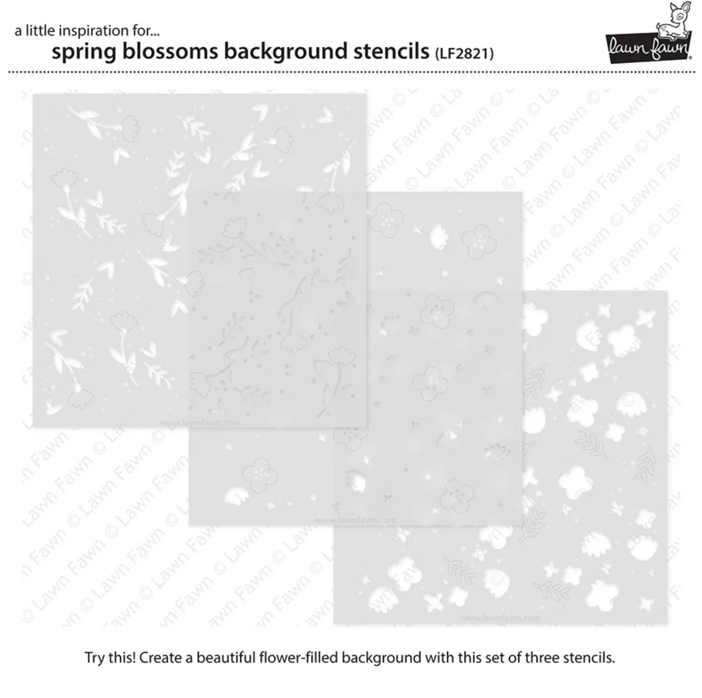 Lawn Fawn Spring Blossoms Background Stencils