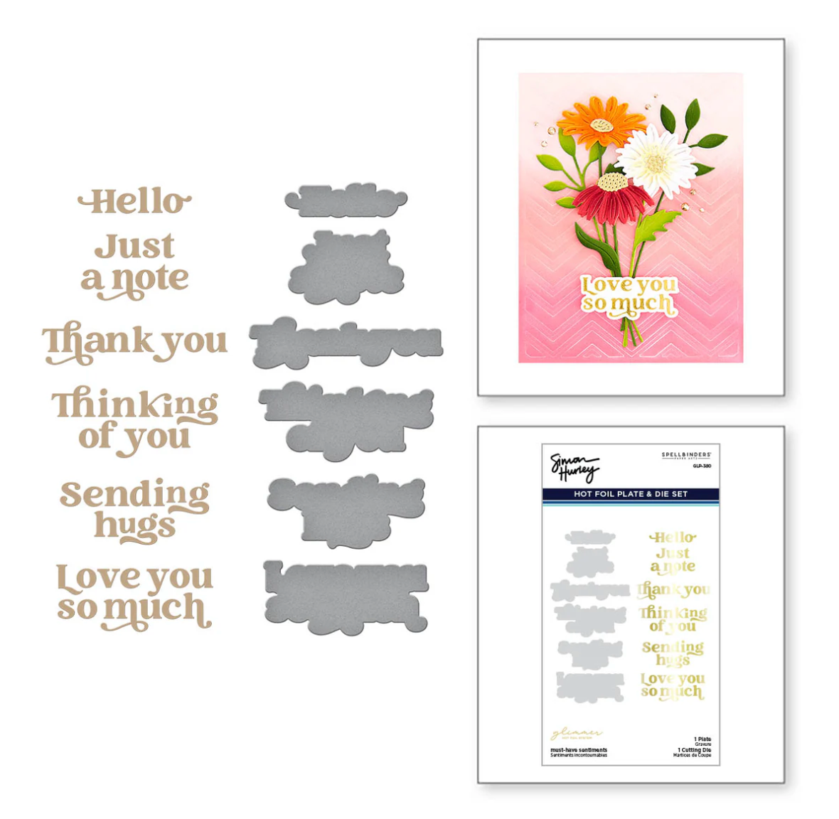 Spellbinders Must-Have Sentiments Glimmer Hot Foil Plate & Die Set