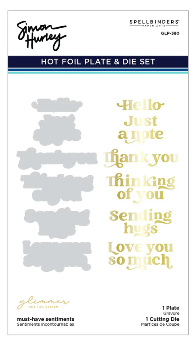 Spellbinders Must-Have Sentiments Glimmer Hot Foil Plate & Die Set