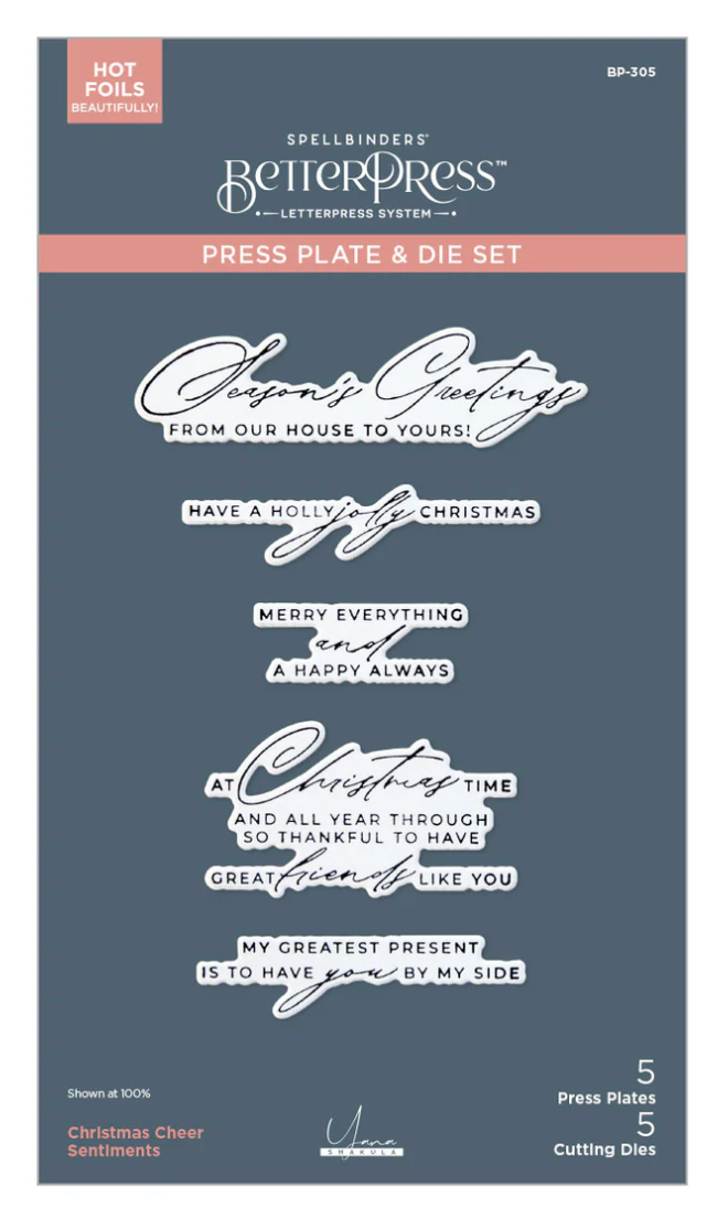 Spellbinders Christmas Cheer Sentiments BetterPress Plate & Die Set