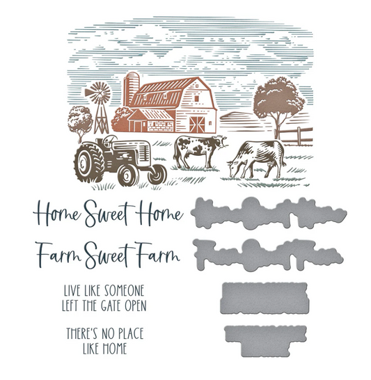 Spellbinders Farm Sweet Farm Registration BetterPress Plate & Die Set