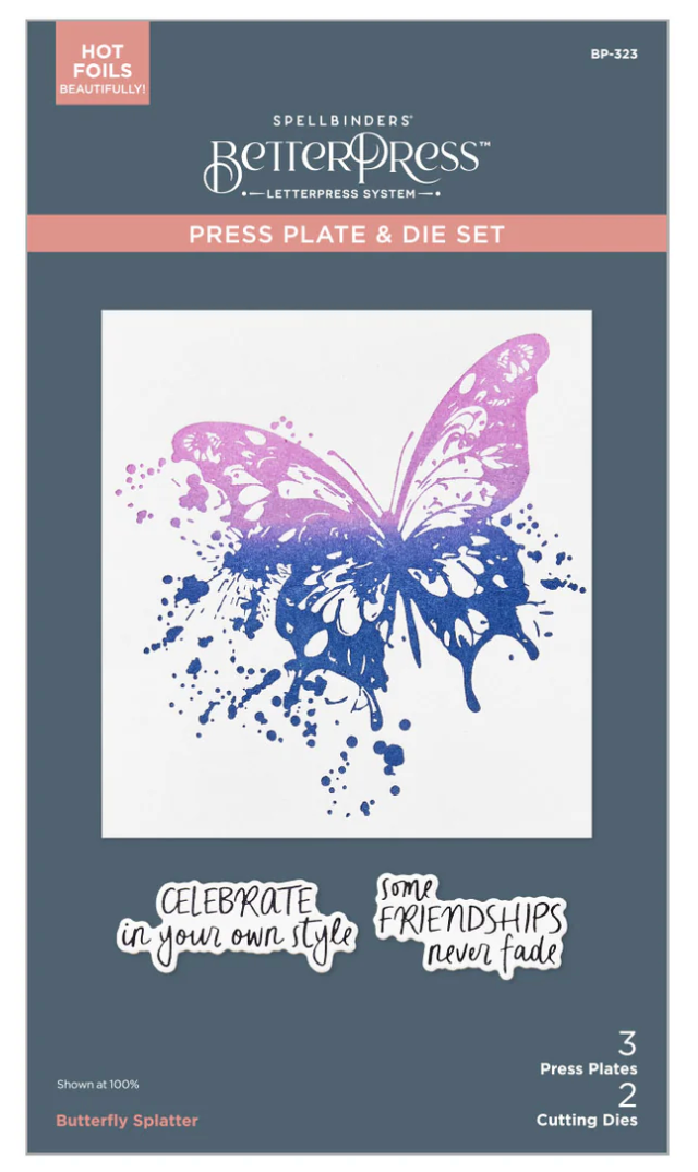 Spellbinders Butterfly Splatter BetterPress Plate