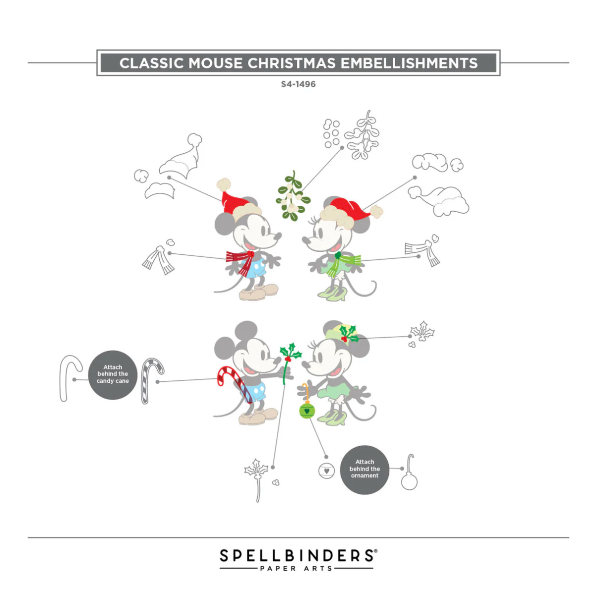 Spellbinders Classic Mouse Christmas Embellishments Etched Dies