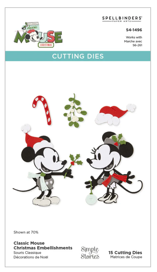 Spellbinders Classic Mouse Christmas Embellishments Etched Dies