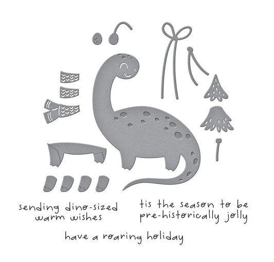 Spellbinders Independent Exclusive - Dino-Sized Holiday Clear Stamp & Die Set