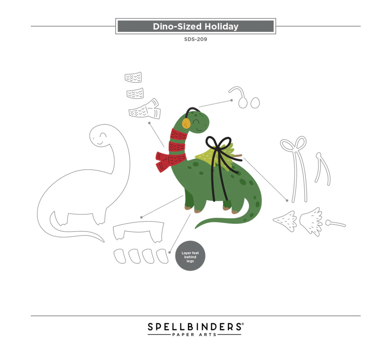 Spellbinders Independent Exclusive - Dino-Sized Holiday Clear Stamp & Die Set