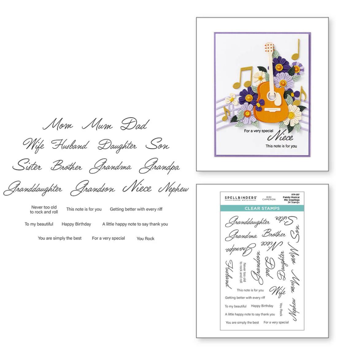 Spellbinders Family Musical Mix Greetings Clear Stamp Set