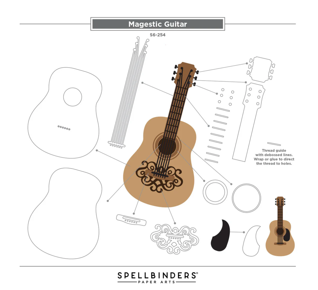 Spellbinders Majestic Guitar Etched Dies