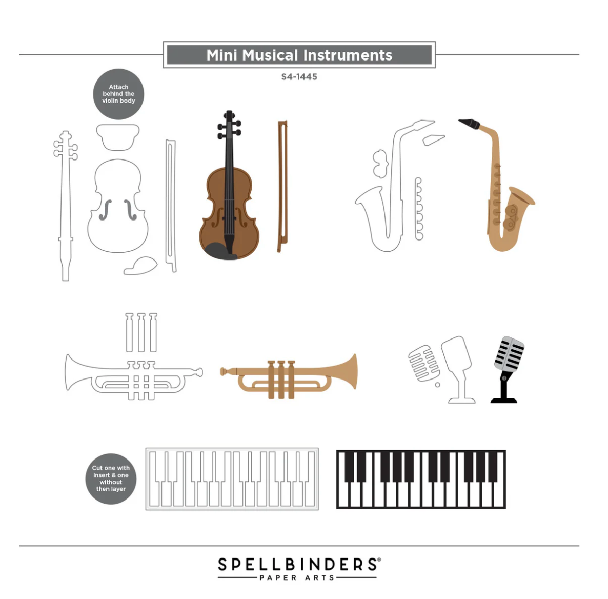 Spellbinders Mini Musical Instruments Etched Dies