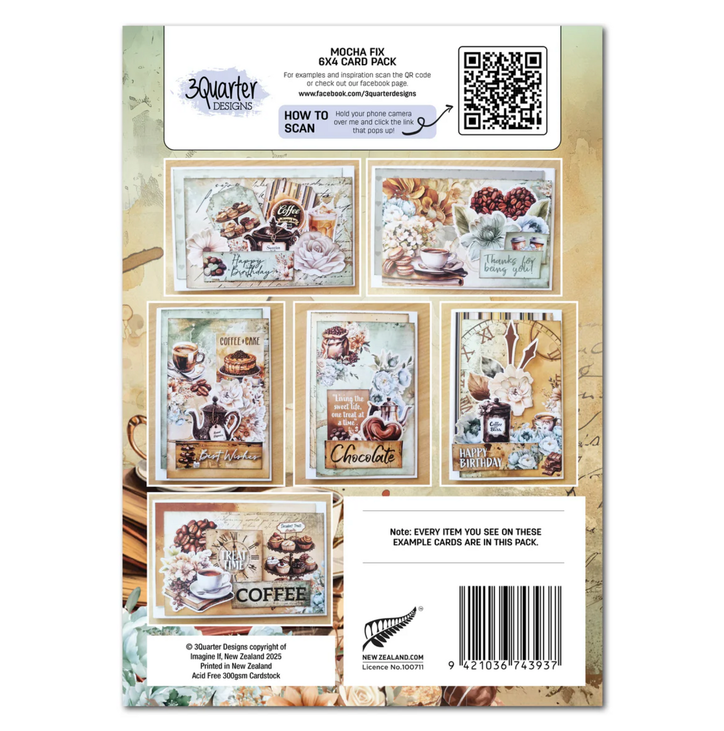 3Quarter Designs Mocha Fix 6x4 Card Pack