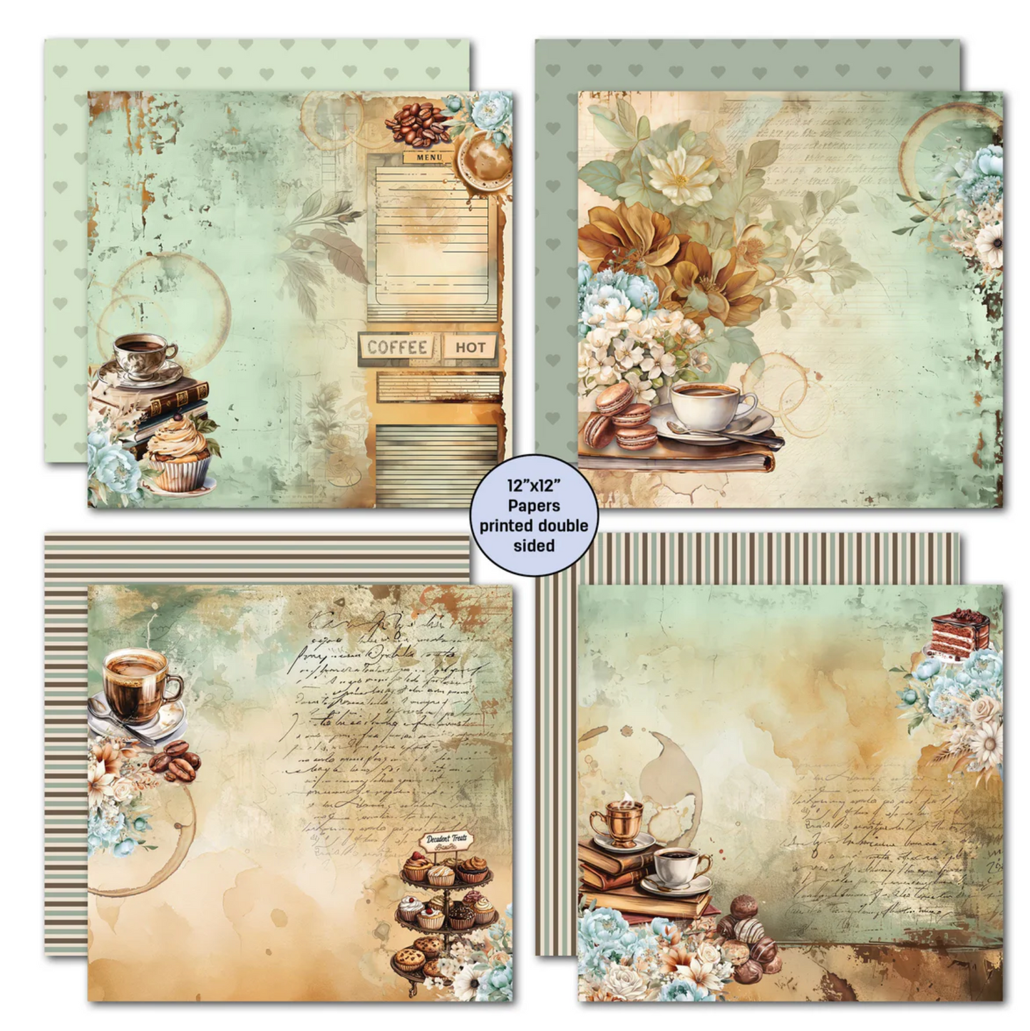 3Quarter Designs Mocha Fix 12x12 Design Paper & Diecuts Set
