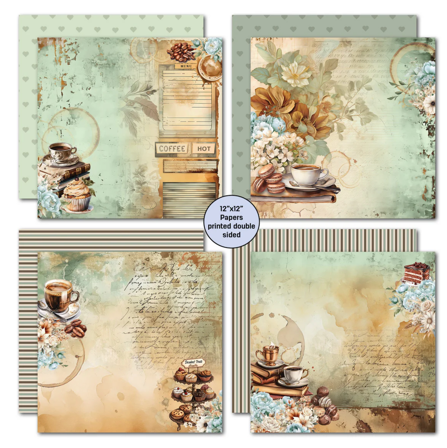 3Quarter Designs Mocha Fix 12x12 Design Paper & Diecuts Set