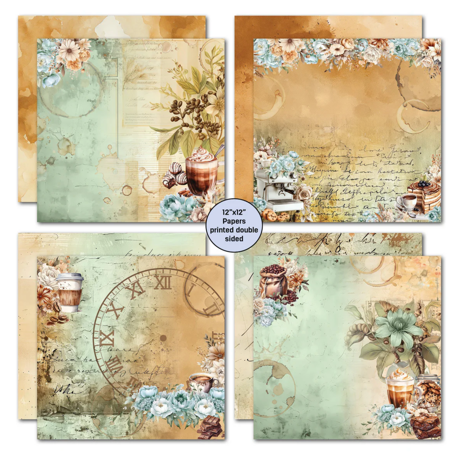 3Quarter Designs Mocha Fix 12x12 Design Paper & Diecuts Set