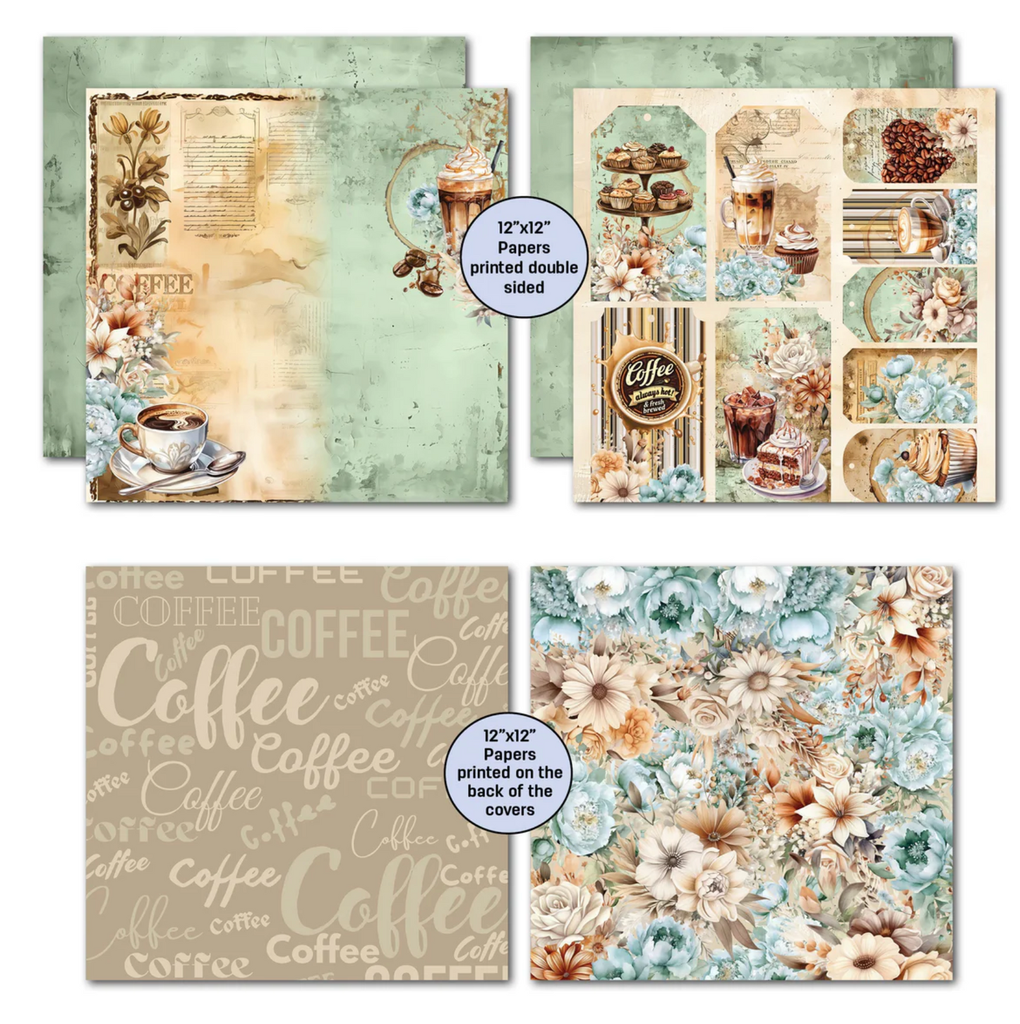 3Quarter Designs Mocha Fix 12x12 Design Paper & Diecuts Set