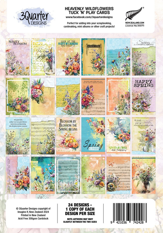 3Quarter Designs Heavenly Wildflowers - Tuck N Play Cards