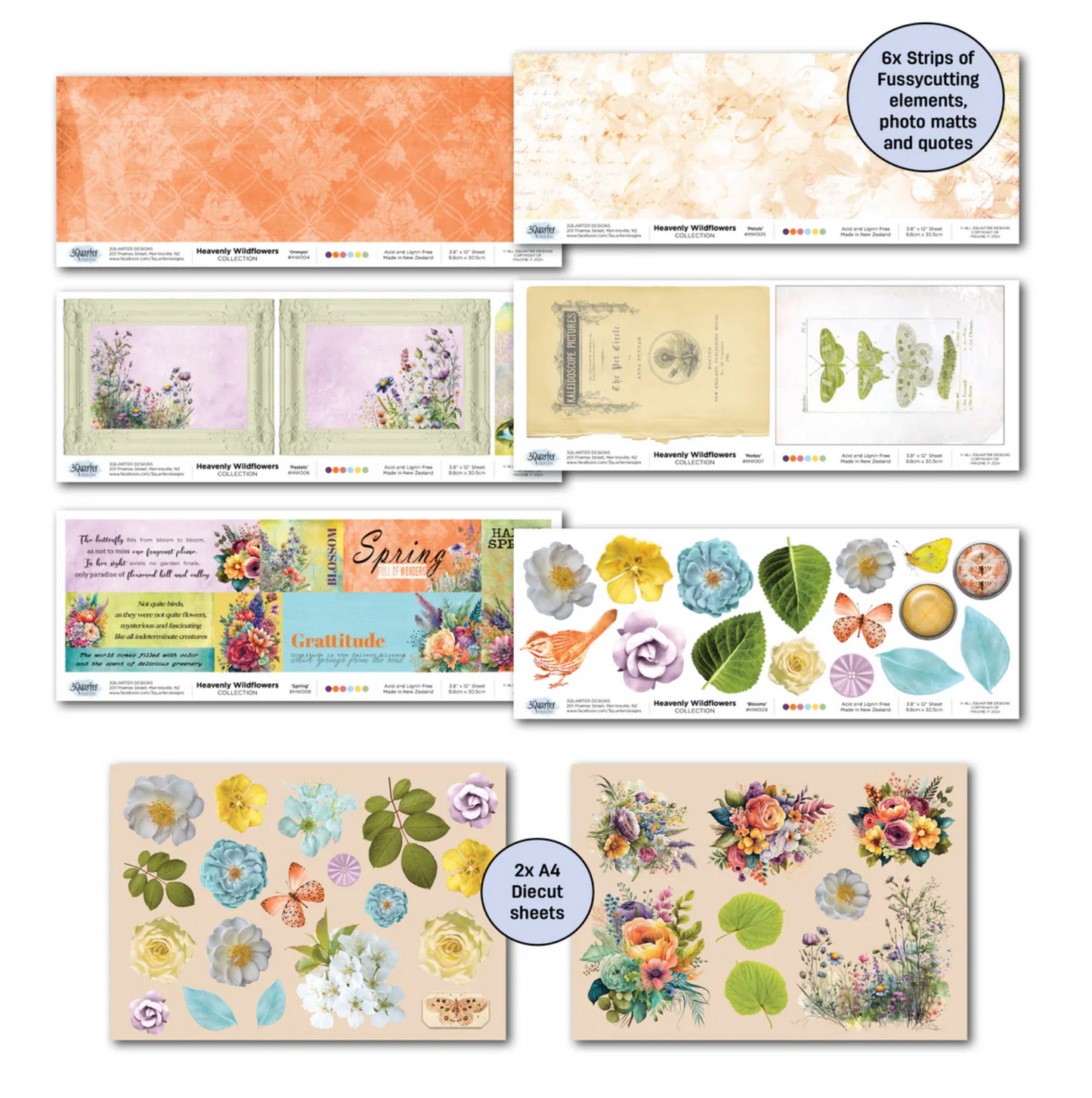 3Quarter Designs Heavenly Wildflowers 12x12 Scrapbook Collection