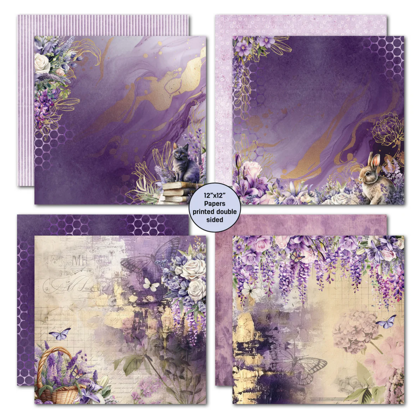 3Quarter Designs Lilac Euphoria 12x12 Design Paper & Diecuts Set