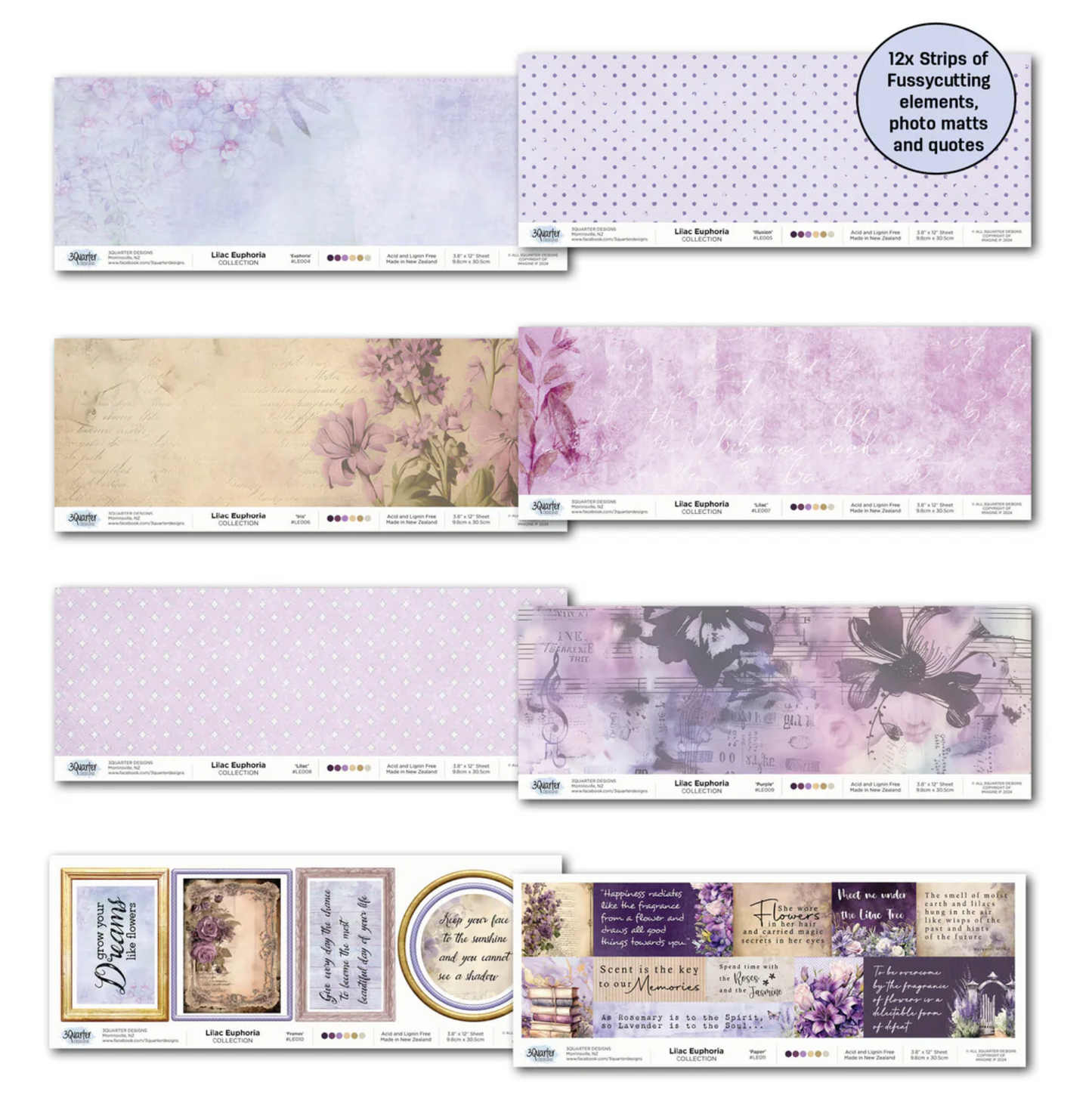 3Quarter Designs Lilac Euphoria 12x12 Design Paper & Diecuts Set