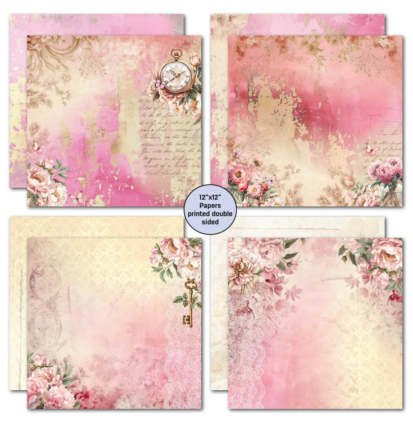 3Quarter Designs Blossoming Peonies 12x12 Design Paper & Diecuts Set