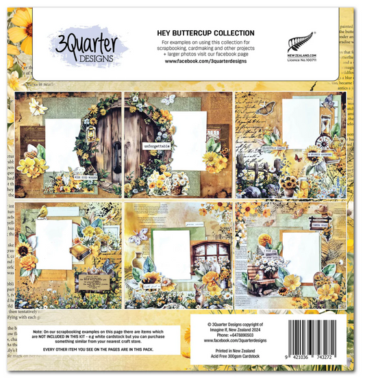 3Quarter Designs Hey Buttercup 12x12 Design Paper & Diecuts Set