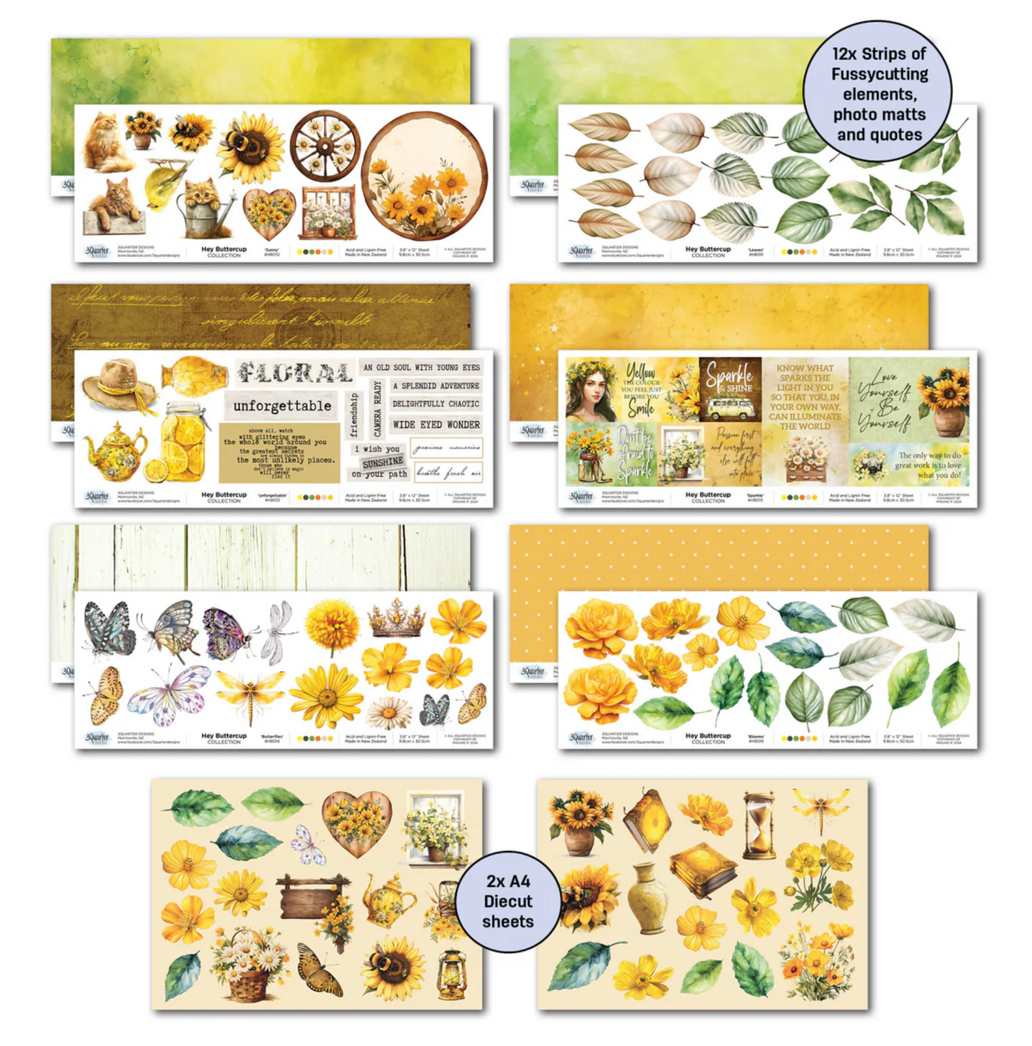 3Quarter Designs Hey Buttercup 12x12 Design Paper & Diecuts Set