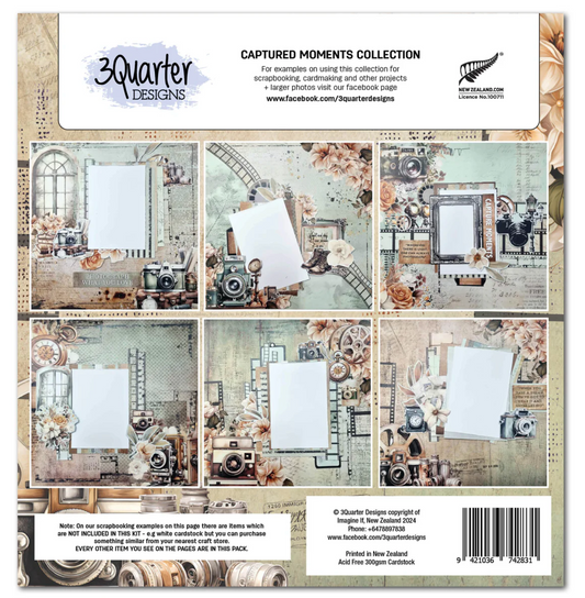 3Quarter Designs Captured Moments 12x12 Design Paper & Diecuts Set
