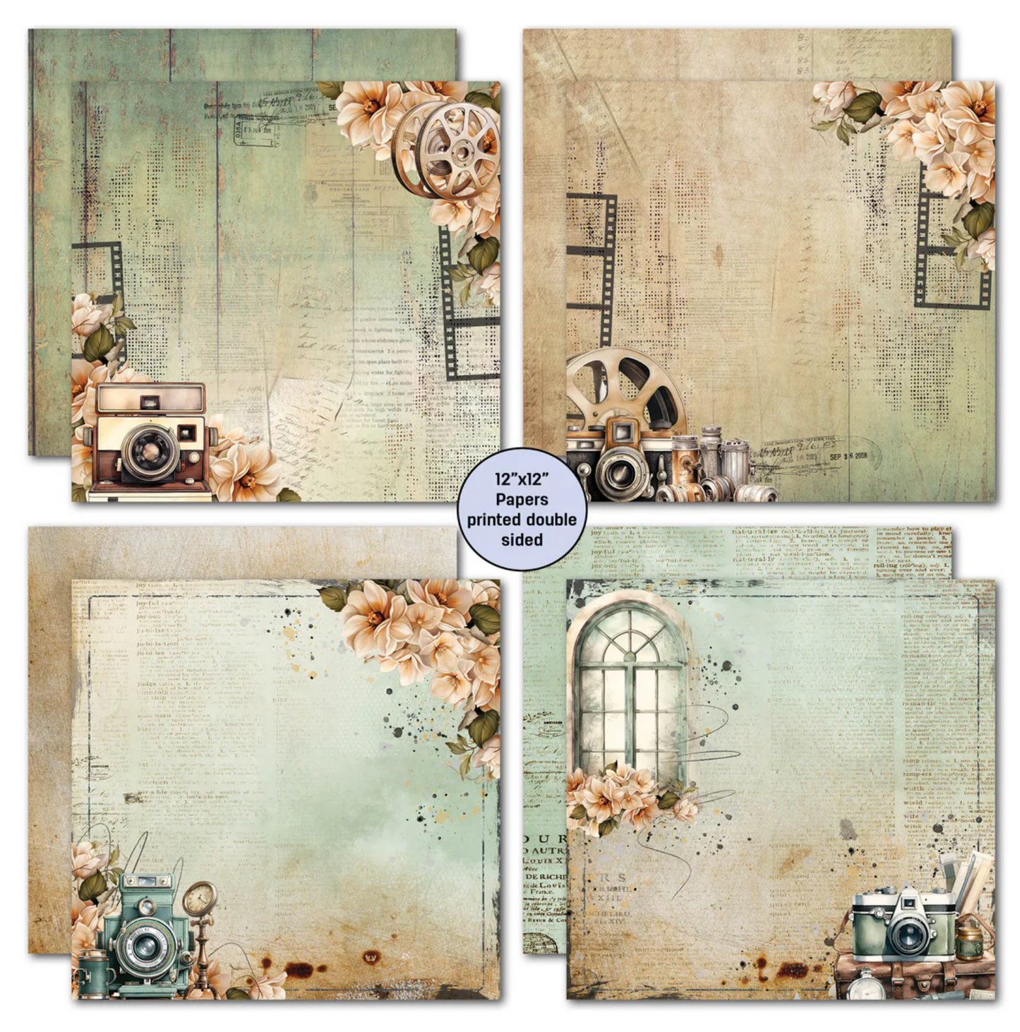 3Quarter Designs Captured Moments 12x12 Design Paper & Diecuts Set