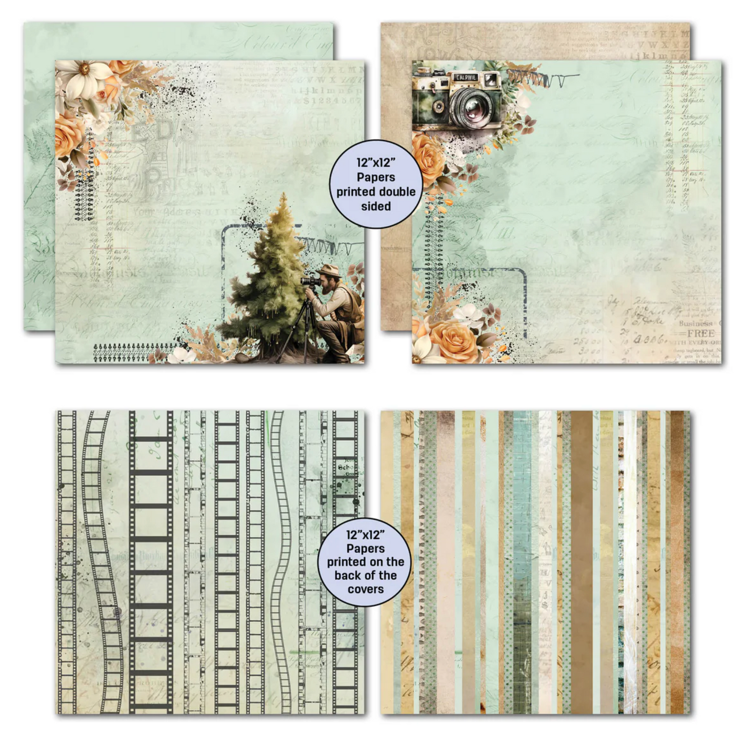 3Quarter Designs Captured Moments 12x12 Design Paper & Diecuts Set