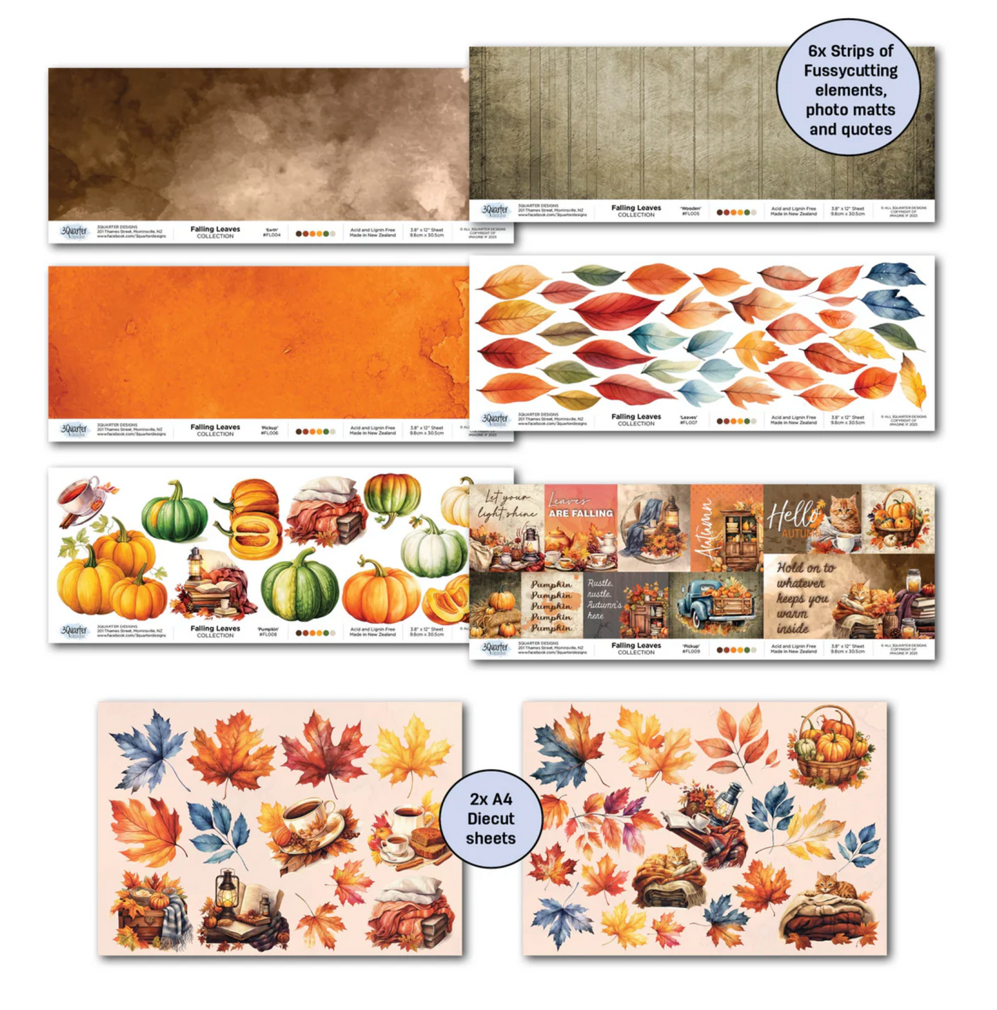 3Quarter Designs Falling Leaves 12x12 Scrapbook Collection
