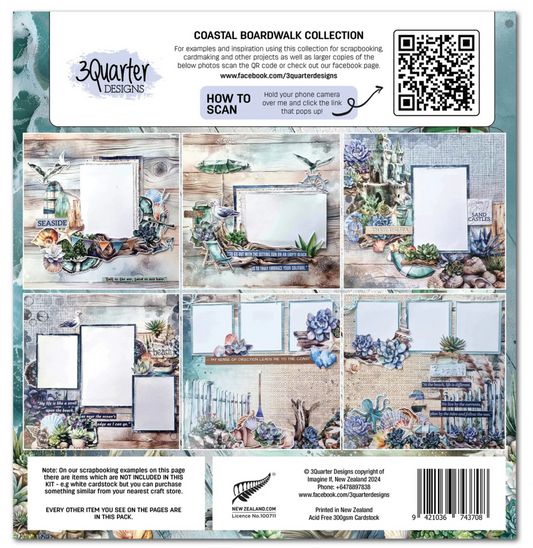 3Quarter Designs Coastal Boardwalk 12x12 Design Paper & Diecuts Set