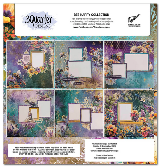 3Quarter Designs Bee Happy 12x12 Scrapbook Collection