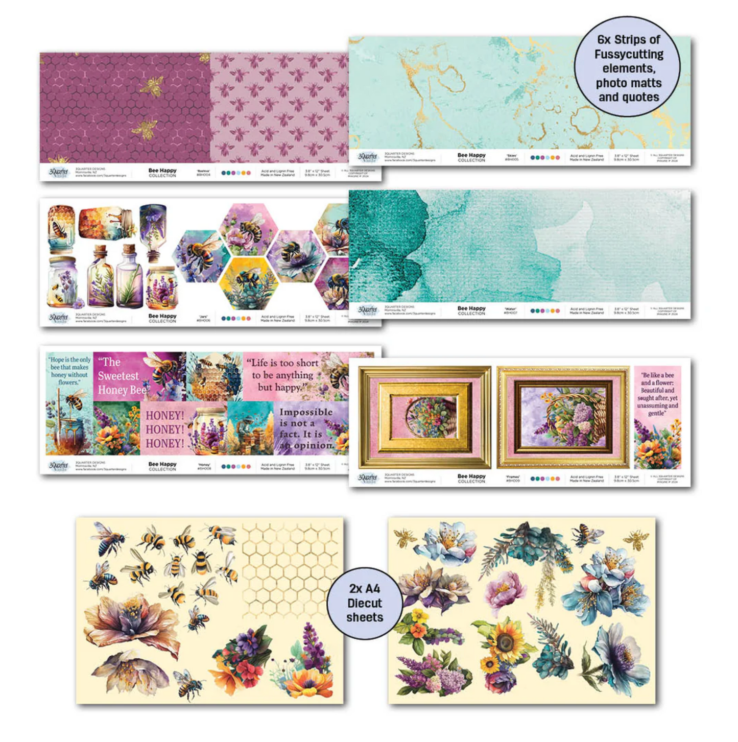 3Quarter Designs Bee Happy 12x12 Scrapbook Collection