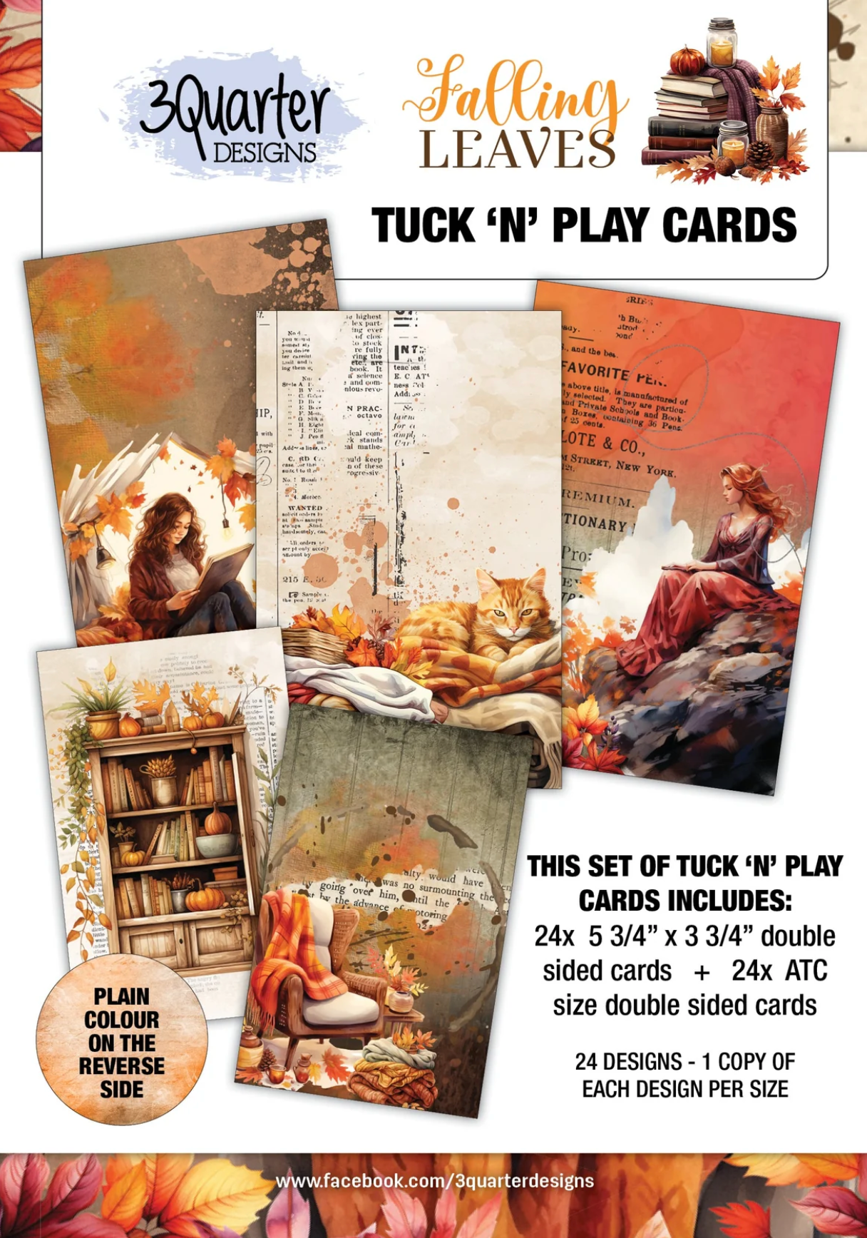 3Quarter Designs Falling Leaves - Tuck N Play Cards